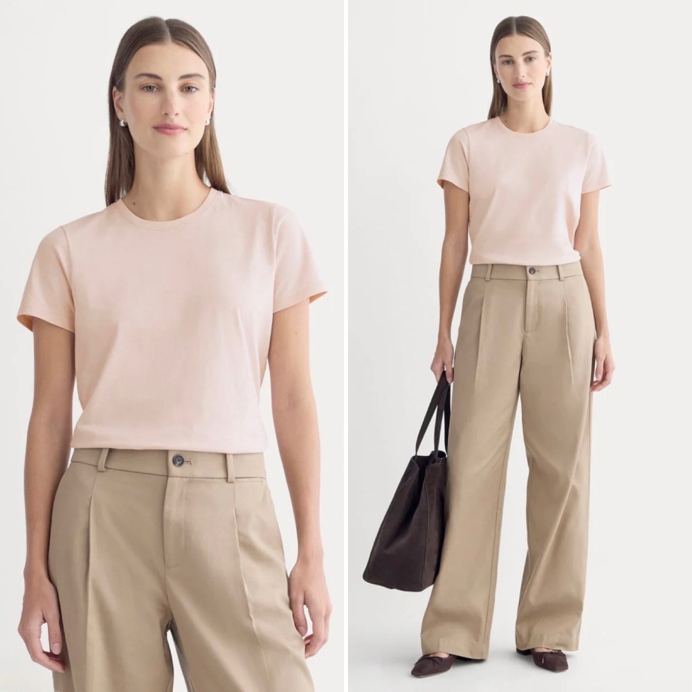 Everlane The Slim Crew Essential Cotton T-Shirt Light Pink Short Sleeve Medium